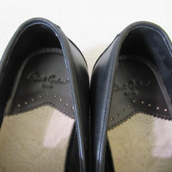 Robert Graham Sz 9.5D Black Logo Round Toe Slip On Loafers Shoes - Picture 4 of 10